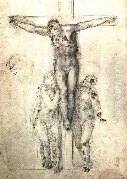 Crucifix c. 1556 Oil Painting by Michelangelo Buonarroti