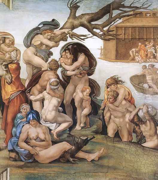 The Deluge (detail-1) 1508-09 Oil Painting by Michelangelo Buonarroti