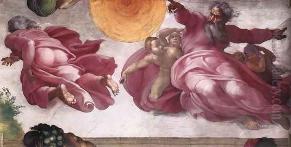 Creation of the Sun, Moon, and Plants 1511 Oil Painting by Michelangelo Buonarroti