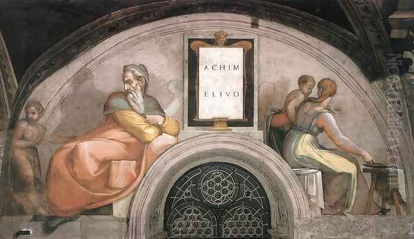 Achim - Eliud 1511-12 Oil Painting by Michelangelo Buonarroti