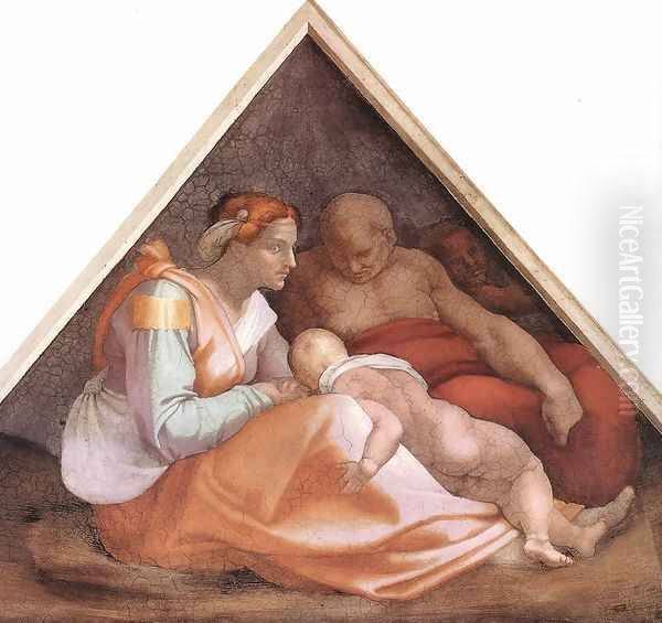 Ancestors of Christ- figures (1) 1509 Oil Painting by Michelangelo Buonarroti