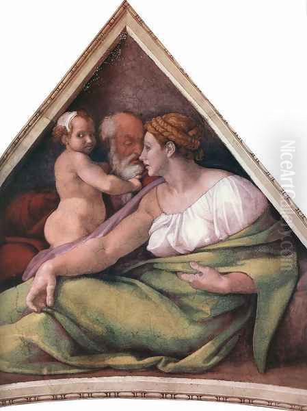 Ancestors of Christ- figures (4) 1510 Oil Painting by Michelangelo Buonarroti