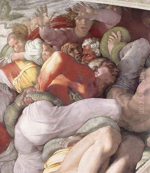 The Brazen Serpent (detail-1) 1511 Oil Painting by Michelangelo Buonarroti