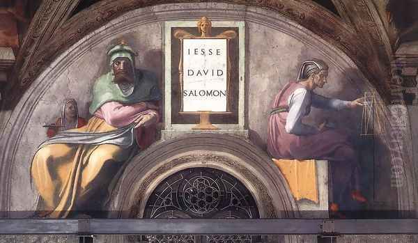 Lunette XI Jesse David And Solomon Sistine Chapel Oil Painting by Michelangelo Buonarroti