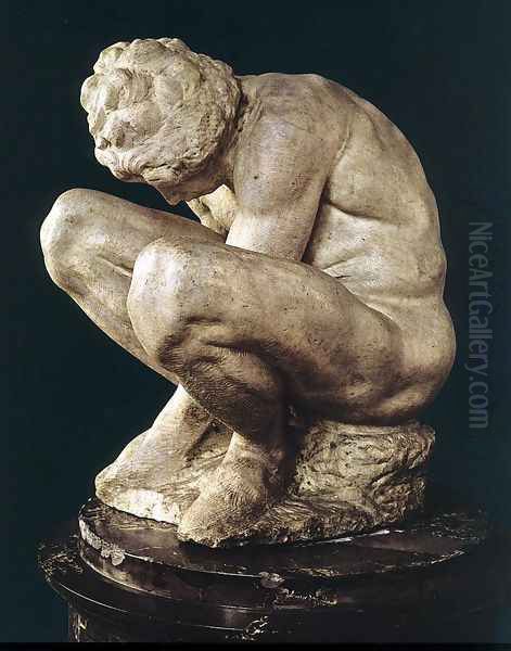 Crouching Boy Oil Painting by Michelangelo Buonarroti