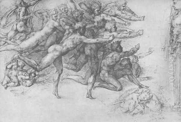 Archers shooting at a Herm Oil Painting by Michelangelo Buonarroti