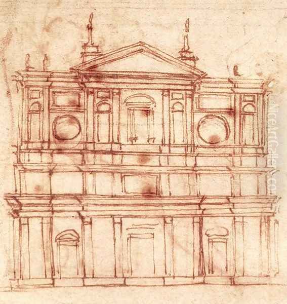 Project for the facade of San Lorenzo, Florence c. 1517 Oil Painting by Michelangelo Buonarroti