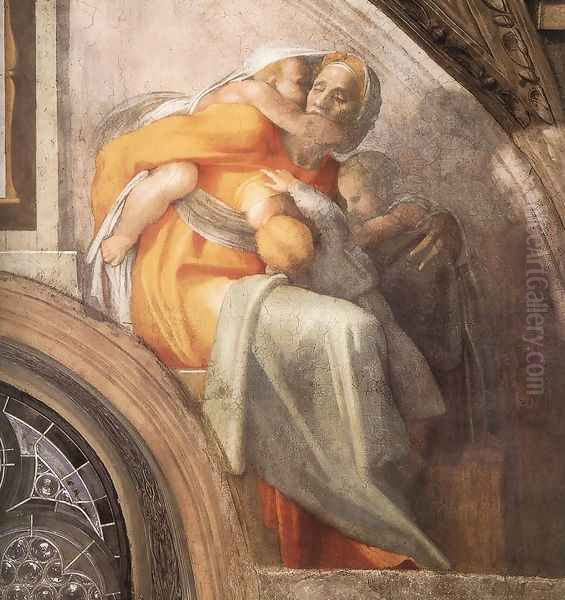 Asa - Jehoshaphat - Joram (detail -2) 1511-12 Oil Painting by Michelangelo Buonarroti