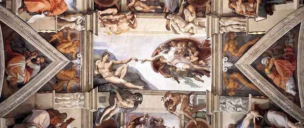 Ceiling of the Sistine Chapel [detail] I Oil Painting by Michelangelo Buonarroti