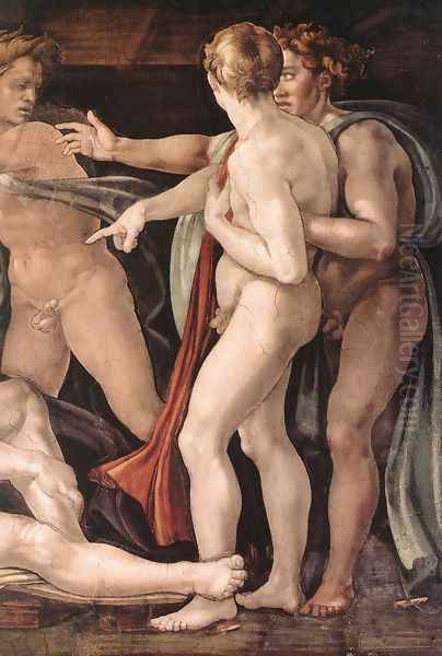 Drunkenness of Noah (detail-2) 1509 Oil Painting by Michelangelo Buonarroti