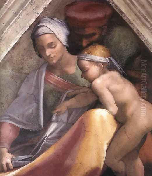 Ancestors of Christ- figures (6) 1511 Oil Painting by Michelangelo Buonarroti