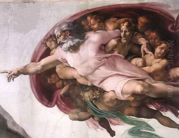 Creation of Adam (detail-2) 1510 Oil Painting by Michelangelo Buonarroti