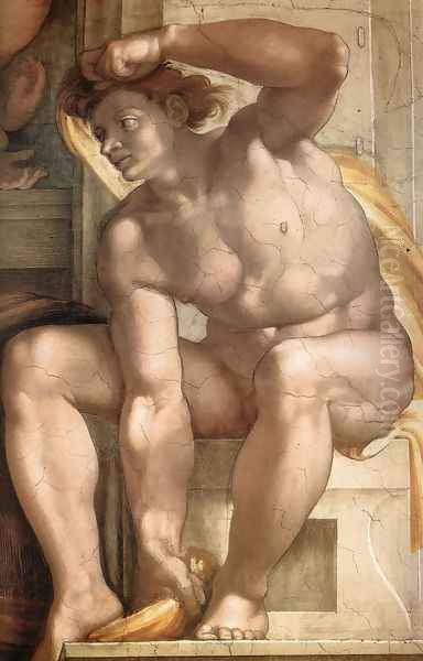 Ignudo -9 1509 Oil Painting by Michelangelo Buonarroti