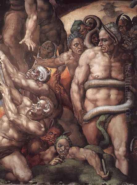 Last Judgment (detail-28) 1537-41 Oil Painting by Michelangelo Buonarroti