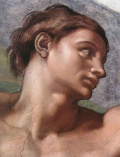 Ceiling of the Sistine Chapel: Genesis, The Creation of Adam [Adam's face] Oil Painting by Michelangelo Buonarroti