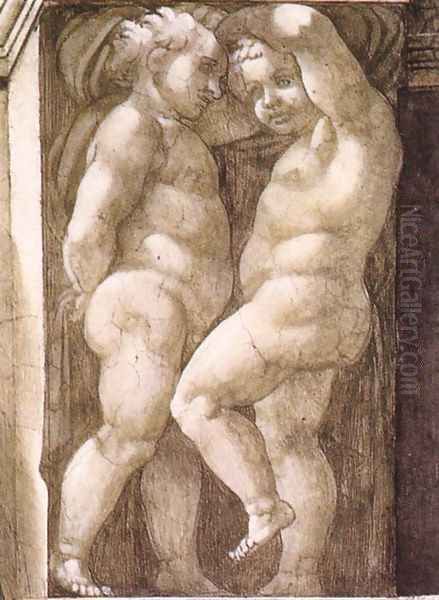 Putti (2) 1511 Oil Painting by Michelangelo Buonarroti