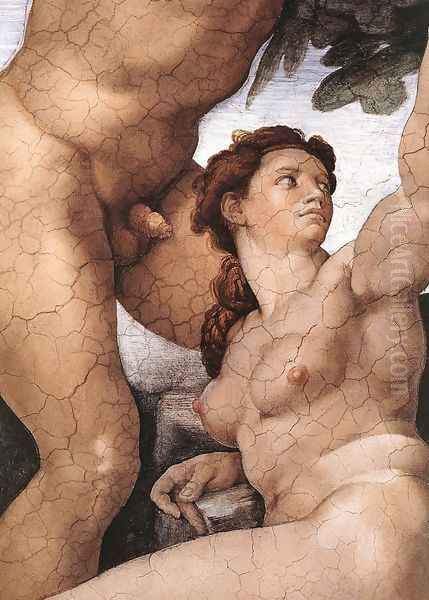 The Fall and Expulsion from Garden of Eden (detail-4) 1509-10 Oil Painting by Michelangelo Buonarroti