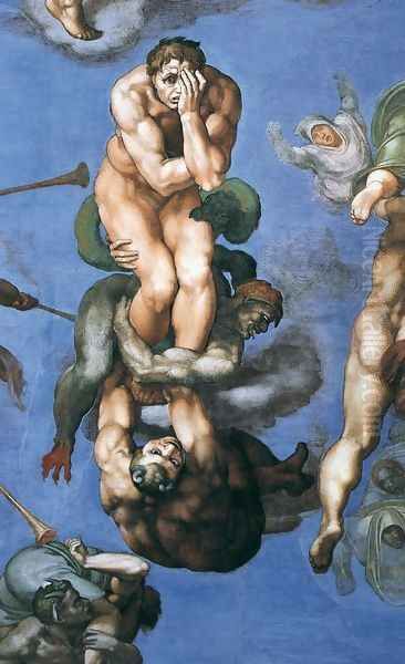 Last Judgment (detail-23) 1537-41 Oil Painting by Michelangelo Buonarroti