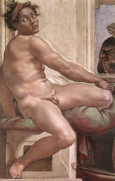 Ignudo -6 1509 Oil Painting by Michelangelo Buonarroti