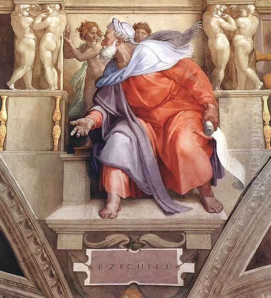 Ezekiel 1510 Oil Painting by Michelangelo Buonarroti