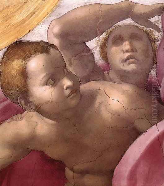 Creation of the Sun, Moon, and Plants (detail-3) 1511 Oil Painting by Michelangelo Buonarroti