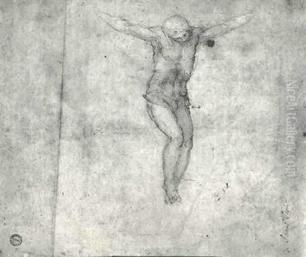 Study For A Christ On The Cross Oil Painting by Michelangelo Buonarroti