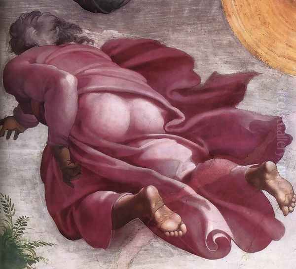 Creation of the Sun, Moon, and Plants (detail-2) 1511 Oil Painting by Michelangelo Buonarroti