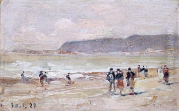 Plage Animee Oil Painting by Carlo Follini