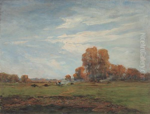 Fine Ottobre Nella Campagna Piemontese Oil Painting by Carlo Follini