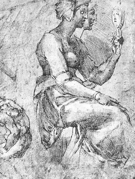 Study of a Seated Woman Oil Painting by Michelangelo Buonarroti