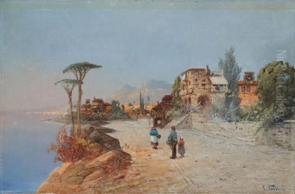 Italienische Kustenlandschaft Oil Painting by Carlo Follini