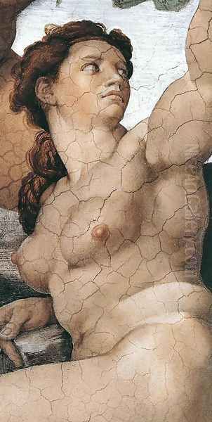 The Fall and Expulsion from Garden of Eden (detail-5) 1509-10 Oil Painting by Michelangelo Buonarroti