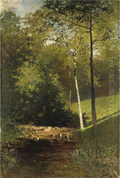 Lo Stagno Nel Bosco Oil Painting by Carlo Follini