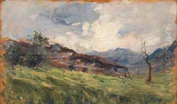 Hameau En Montagne Oil Painting by Carlo Follini