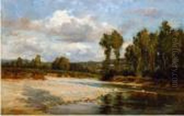 Paysage De Riviere. Oil Painting by Carlo Follini