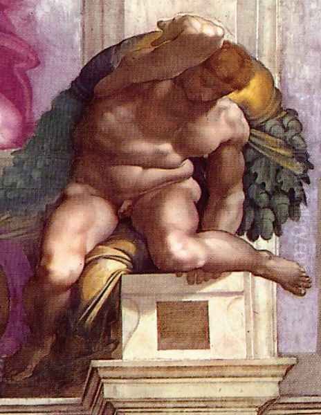 Ignudo -5 1511 Oil Painting by Michelangelo Buonarroti