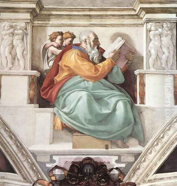 Zechariah 1509 Oil Painting by Michelangelo Buonarroti