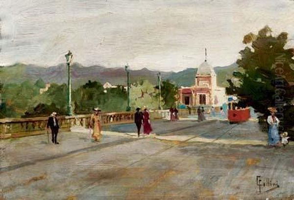 Ponte Di Corso Regina Margherita Oil Painting by Carlo Follini