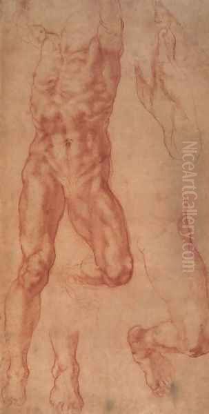 Study for Haman Oil Painting by Michelangelo Buonarroti