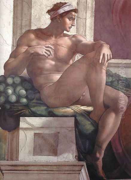 Ignudo -6 1511 Oil Painting by Michelangelo Buonarroti