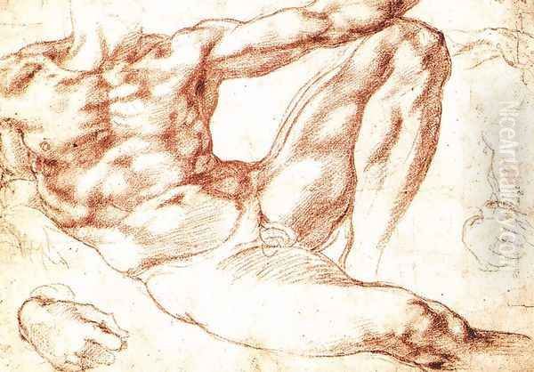 Study for Adam c. 1510 Oil Painting by Michelangelo Buonarroti