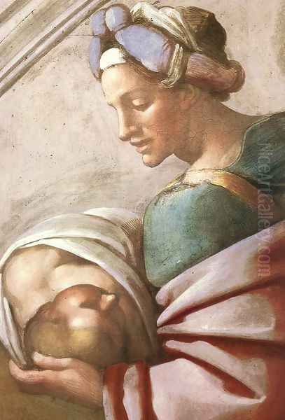 Hezekiah - Manasseh - Amon (detail-1) 1511-12 Oil Painting by Michelangelo Buonarroti