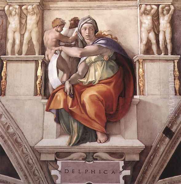 The Delphic Sibyl 1509 Oil Painting by Michelangelo Buonarroti