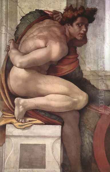 Ignudo -3 1511 Oil Painting by Michelangelo Buonarroti