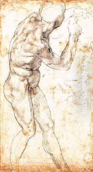 Male Nude 1504-06 Oil Painting by Michelangelo Buonarroti