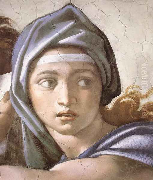 The Delphic Sibyl (detail-1) 1509 Oil Painting by Michelangelo Buonarroti