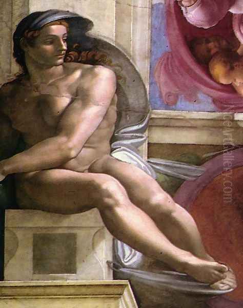 Ignudo -2 1511 Oil Painting by Michelangelo Buonarroti