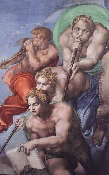 Last Judgment (detail-6) 1537-41 Oil Painting by Michelangelo Buonarroti