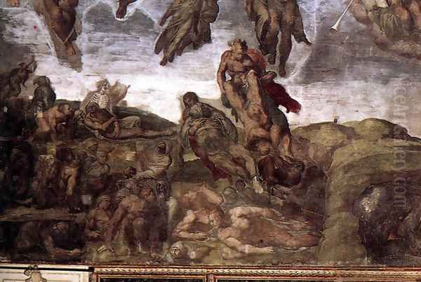 Last Judgment (detail-15) 1537-41 Oil Painting by Michelangelo Buonarroti