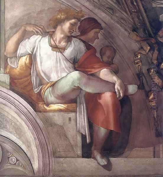 Eleazar - Matthan (detail-3) 1511-12 Oil Painting by Michelangelo Buonarroti